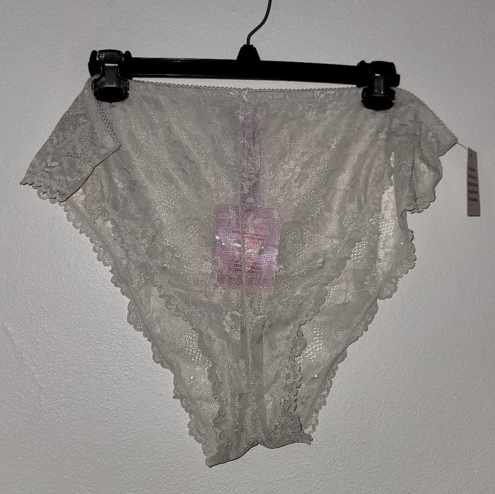 Floral Lace And Mesh High Leg Panty